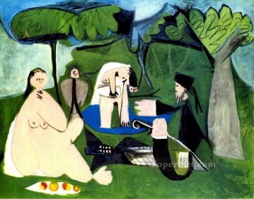  1960 Oil Painting - Le dejenuer sur l herbe Manet 1 1960 Cubism